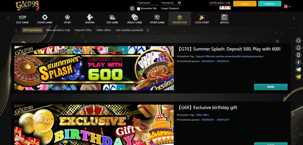 Gold99 Casino promotions